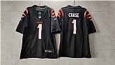 Men's Cincinnati Bengals #1 Ja'Marr Chase Black 2023 F.U.S.E. Vapor Untouchable Limited Stitched Jersey
